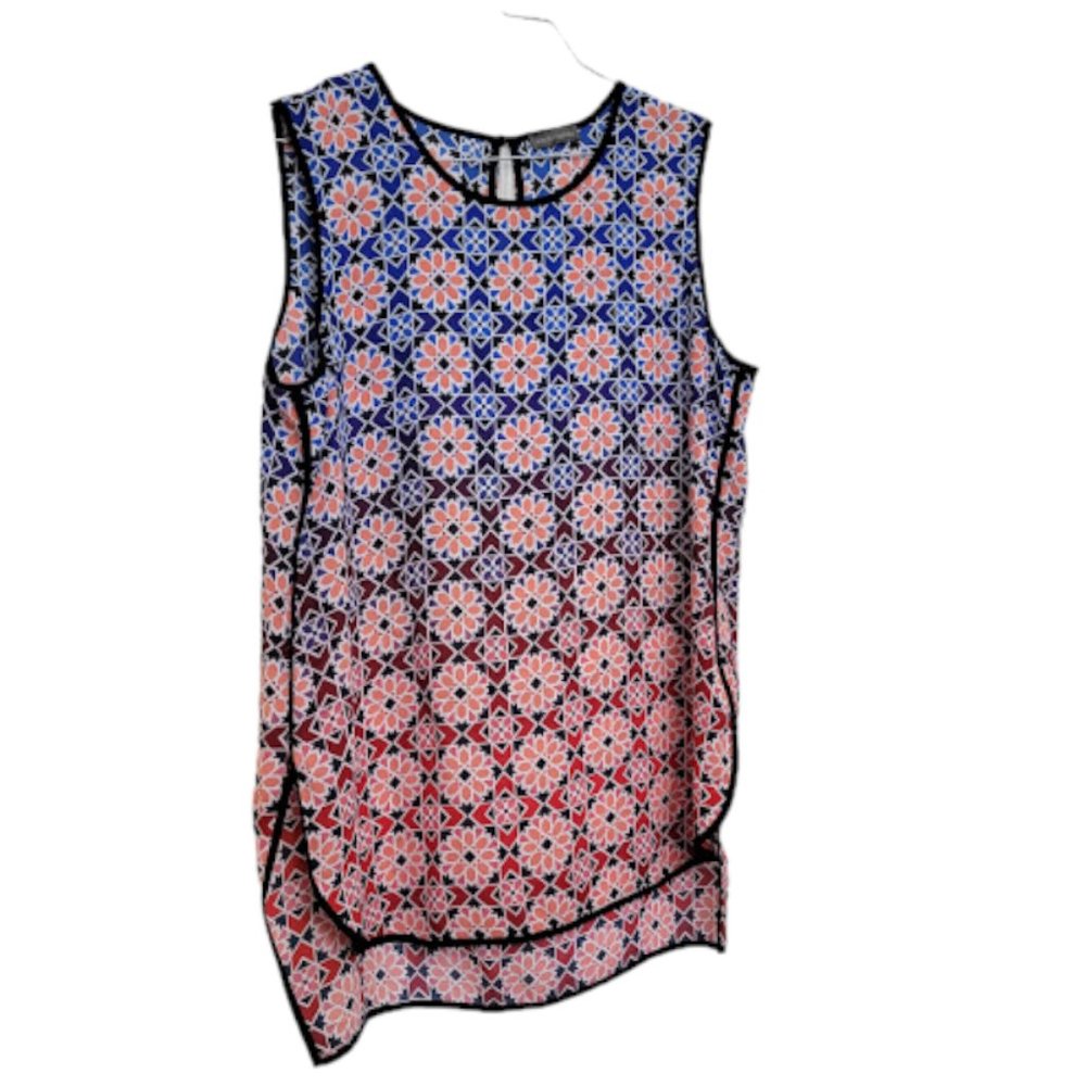 Vince Camuto Geometric Sleeveless Blouse Size Large